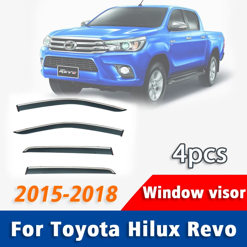 

2015 2016 2017 2018 Козырек для окон Toyota Hilux revo 4WD 2WD, дефлектор автомобильного окна, солнцезащитный козырек от дождя, защитный чехол, навес, Аксессуары для автомобилей