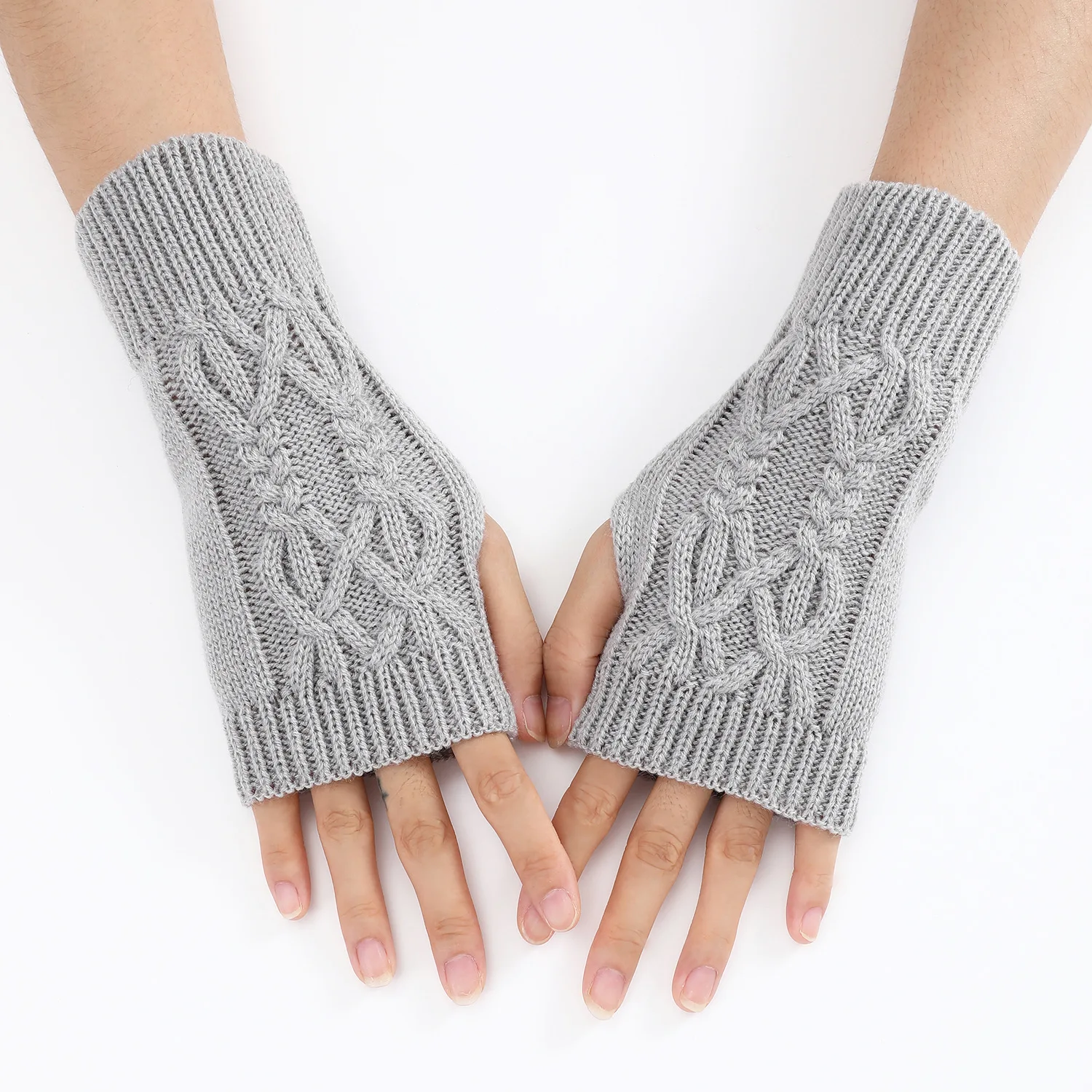 

Half Finger Gloves for Women Winter Soft Warm Wool Knitting Arm Gloves Soft Warm Half Finger Handschoenen Unisex Mitten Guantes