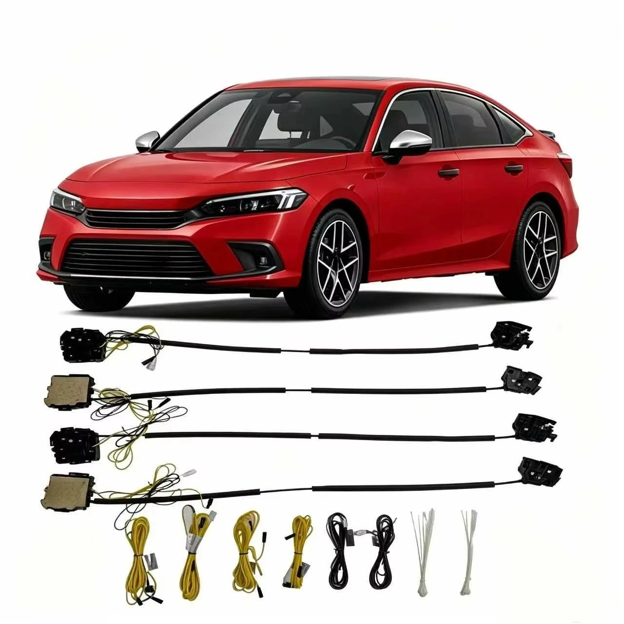 Anti-pinch Vacuum Electric Soft Close Door Lock Kit Match Honda 9th Gen Civic 2012-2015 Automotive Refitting Parts