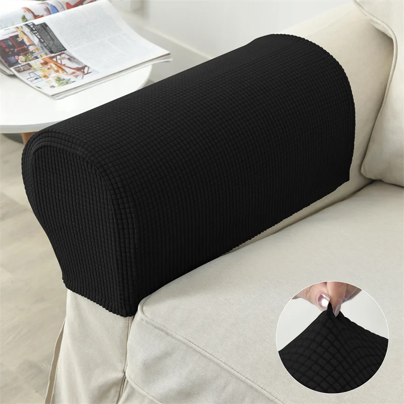 2-teiliges Set Stretch-Sofa-Armlehnenbezug Polar Fleece Schmutzabweisender Couch-Sessel Möbelschutz-Bezüge Einfarbig Wohnungsdekoration – Detail 3