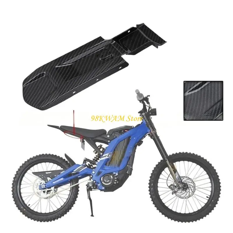 Motorcycle Rear Mud Guard, Dark Rear Cover with Carbon Fiber Texture Pattern, Extended Mud Blocking Design and Mounting 68UF