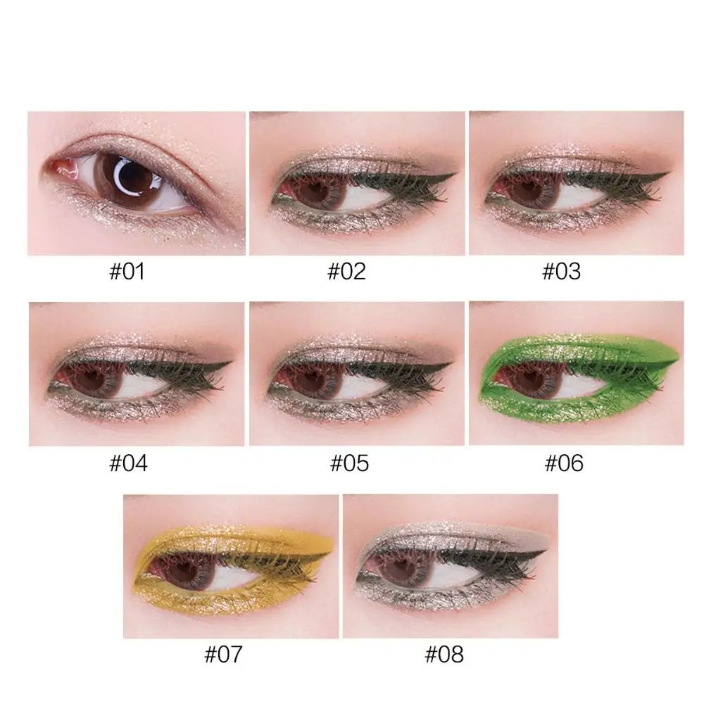 Glitzer Farbe flüssiger Eyeliner schnell trocknen glänzende Perle Glanz Eyeliner charmante Multi Chrom Farbe flüssigen Lidschatten Stift Make-up