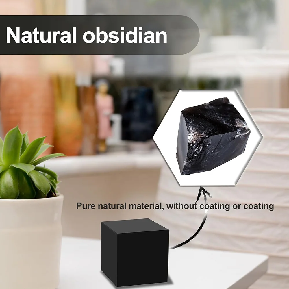 Natural Black Obsidian Cube Hexahedron Crystal Stone Meditation Yoga Balancing Desktop Paperweight Home Office Decor view 2