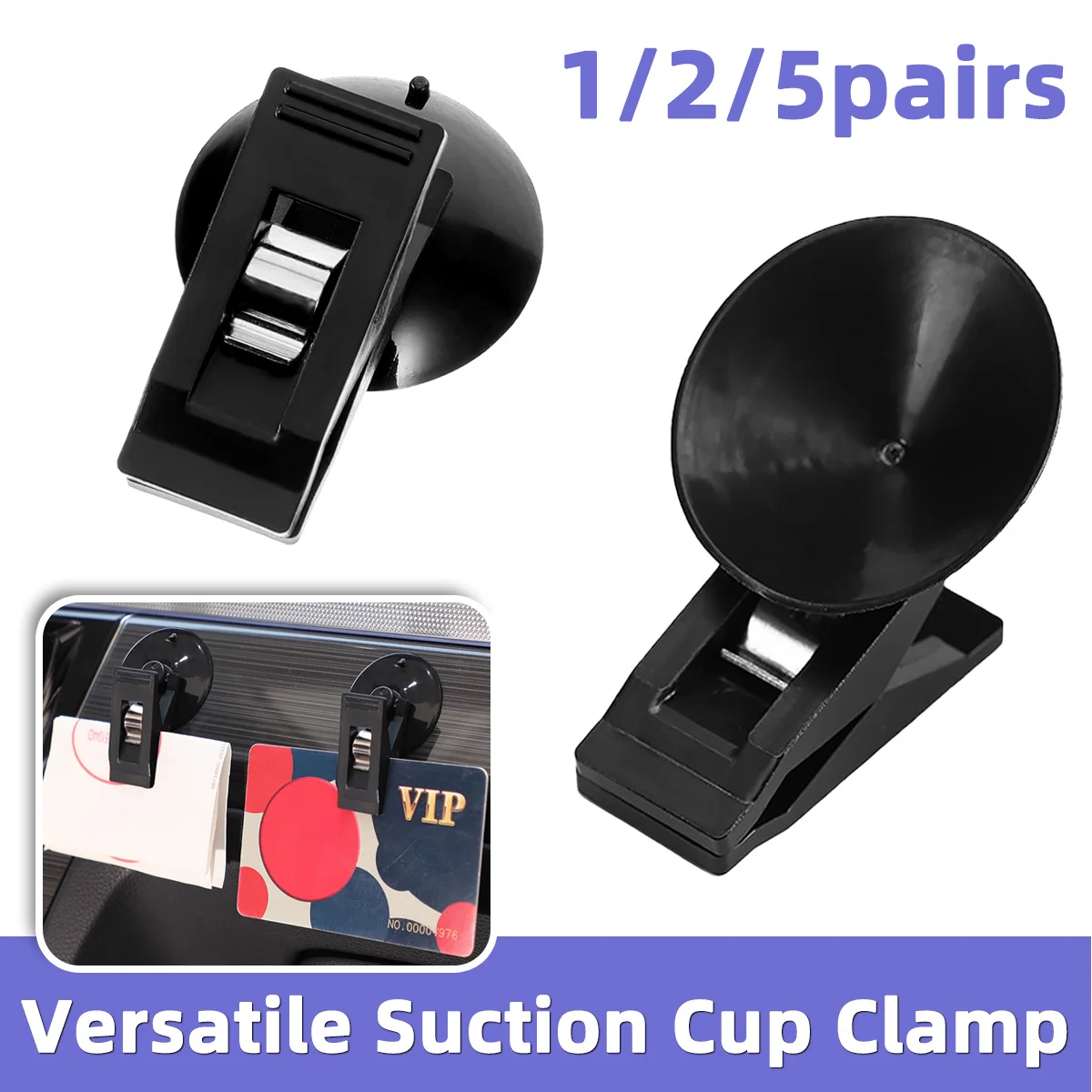 1/2/5pairs Car Suction Cup Clip Document Bill Towel Holder ABS Plastic Elastic Clip Car Interior Multifunctional Fixed Clamp