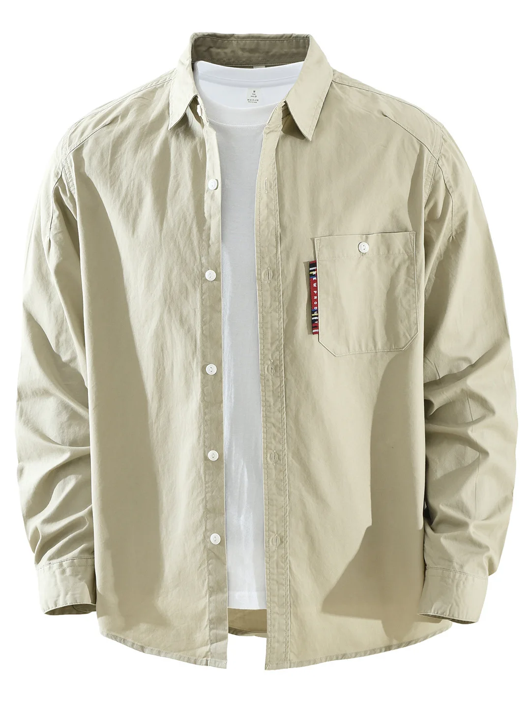 

Trendy Japanese Sle Long Sve Cotton irt Men's Casual Loose Fit Collared Top Artistic Versatile Loose Upper Body