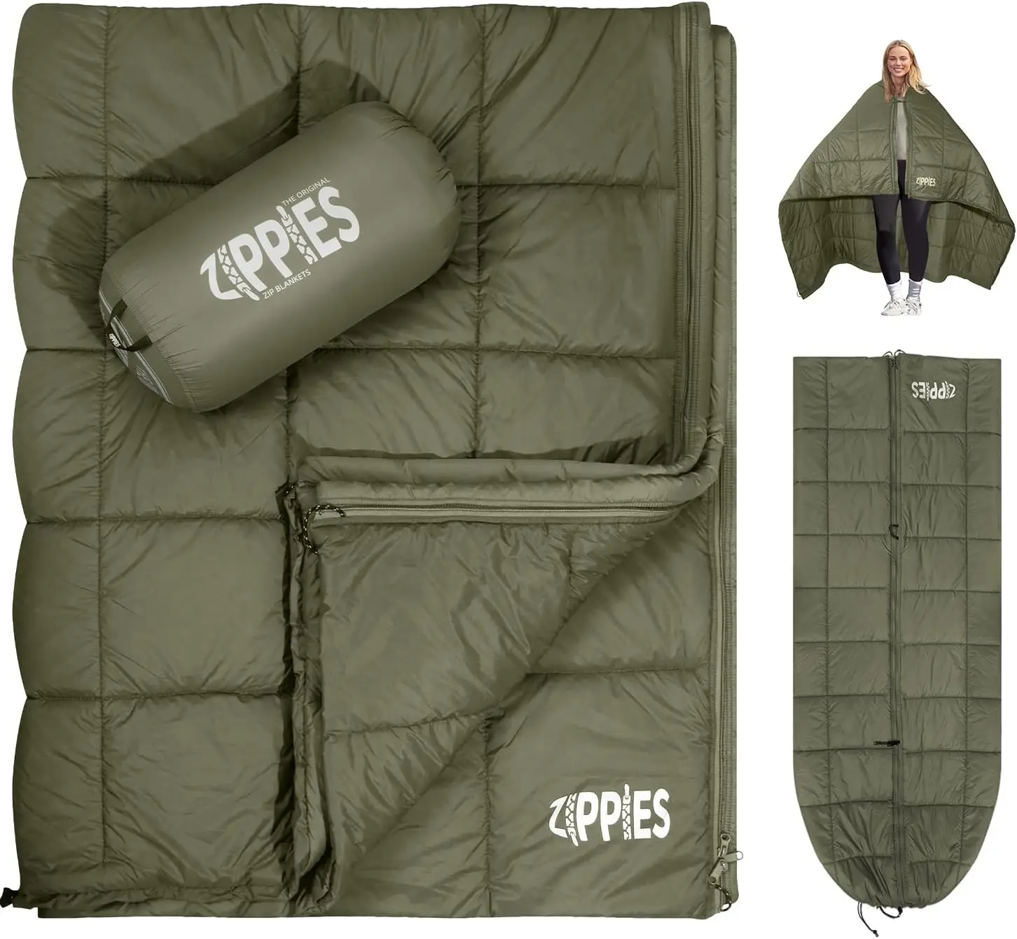 

Queen Size Waterproof Camping Blanket with Zipper, Warm Insulated Quilt for Outdoor Sleeping Bag & Hammock