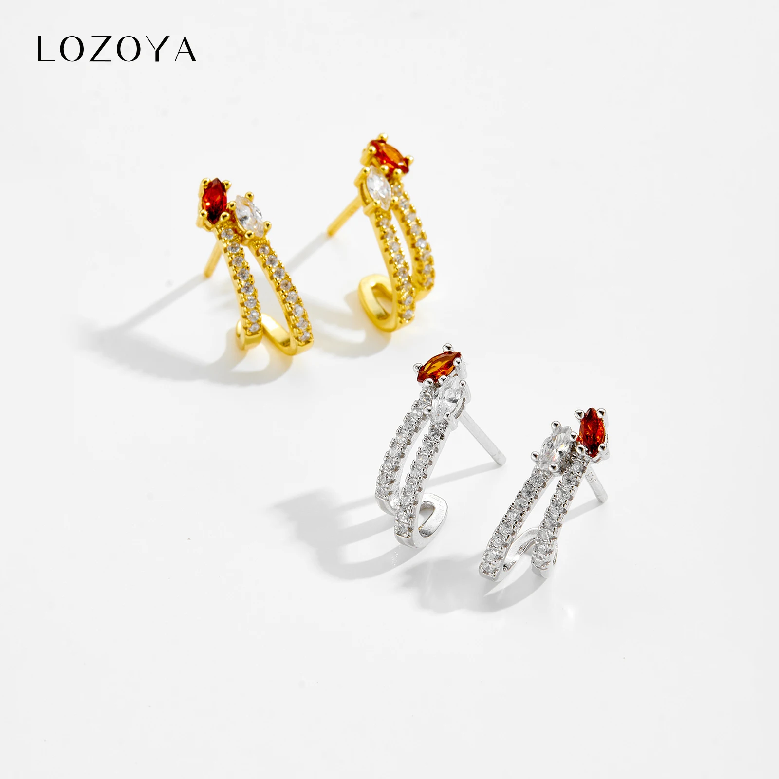 

Серьги-гвоздики LOZOYA из стерлингового серебра 925 пробы с золотистым покрытием и оранжевыми цирконами маркизы, 2026, роскошные, модные, для свадьбы, на каждый день, для вечеринок, женские украшения