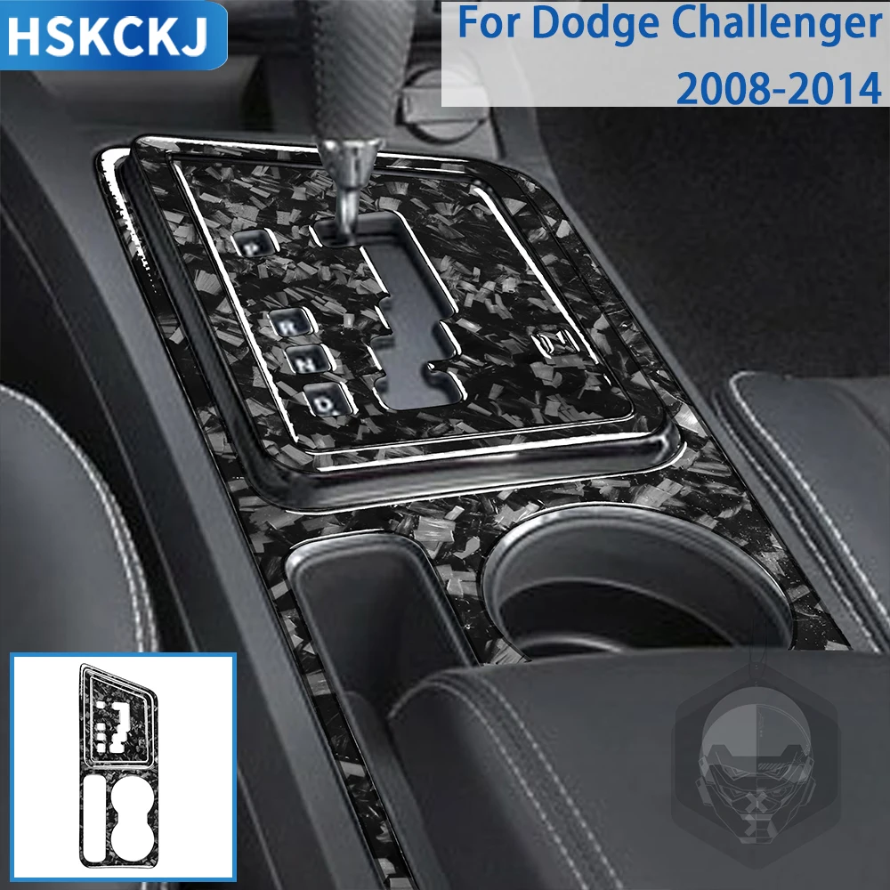 

For Dodge Challenger 2008-2014 Accessories Forged Carbon Fiber Car Interior Gear Shift Cup Holder Panel Trim Sticker