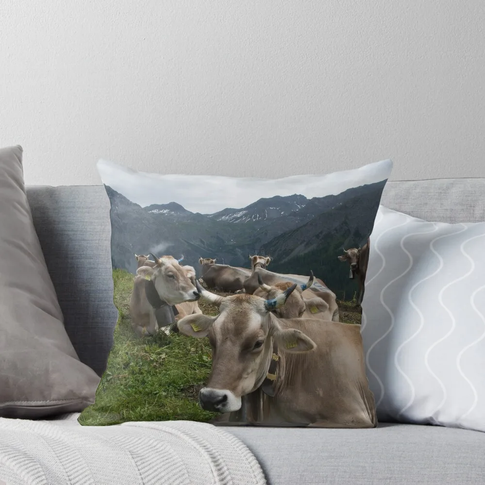 

Cows in the Mountains, Arosa, Switzerland Throw Pillow Pillow Case Christmas Couch Pillows Pillow Decor