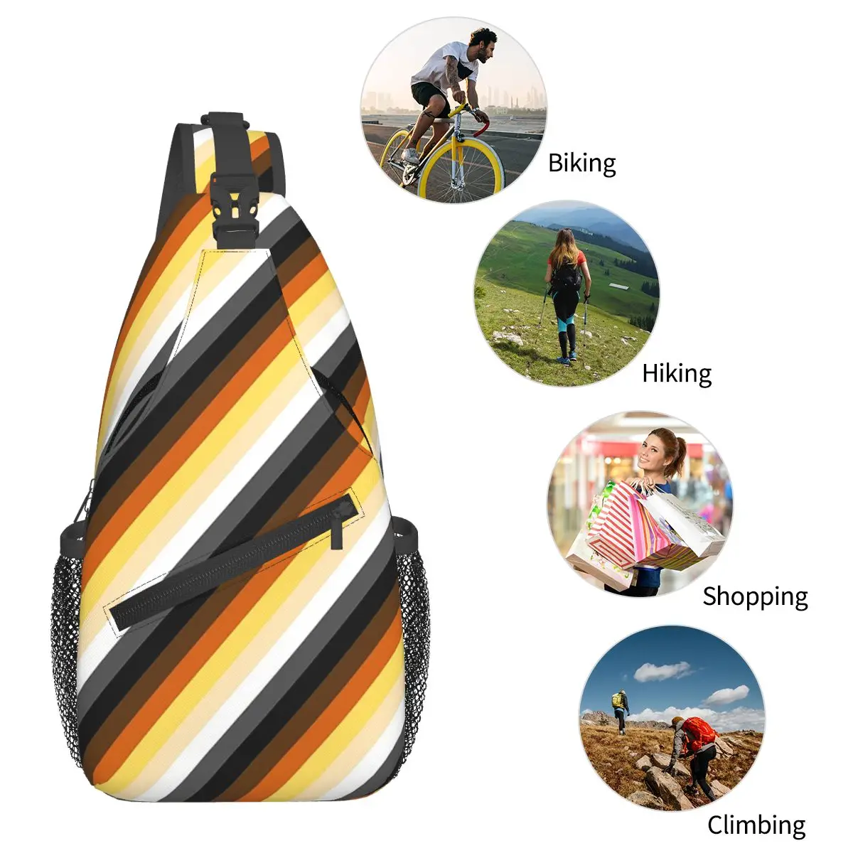 مثلي الجنس فخر العلم شريط LGBT GLBT مثليه حقيبة صدر للرجال الرجال الرافعة Crossbody على ظهره حقيبة صدر للرجال السفر التنزه Daypack حقيبة كتف