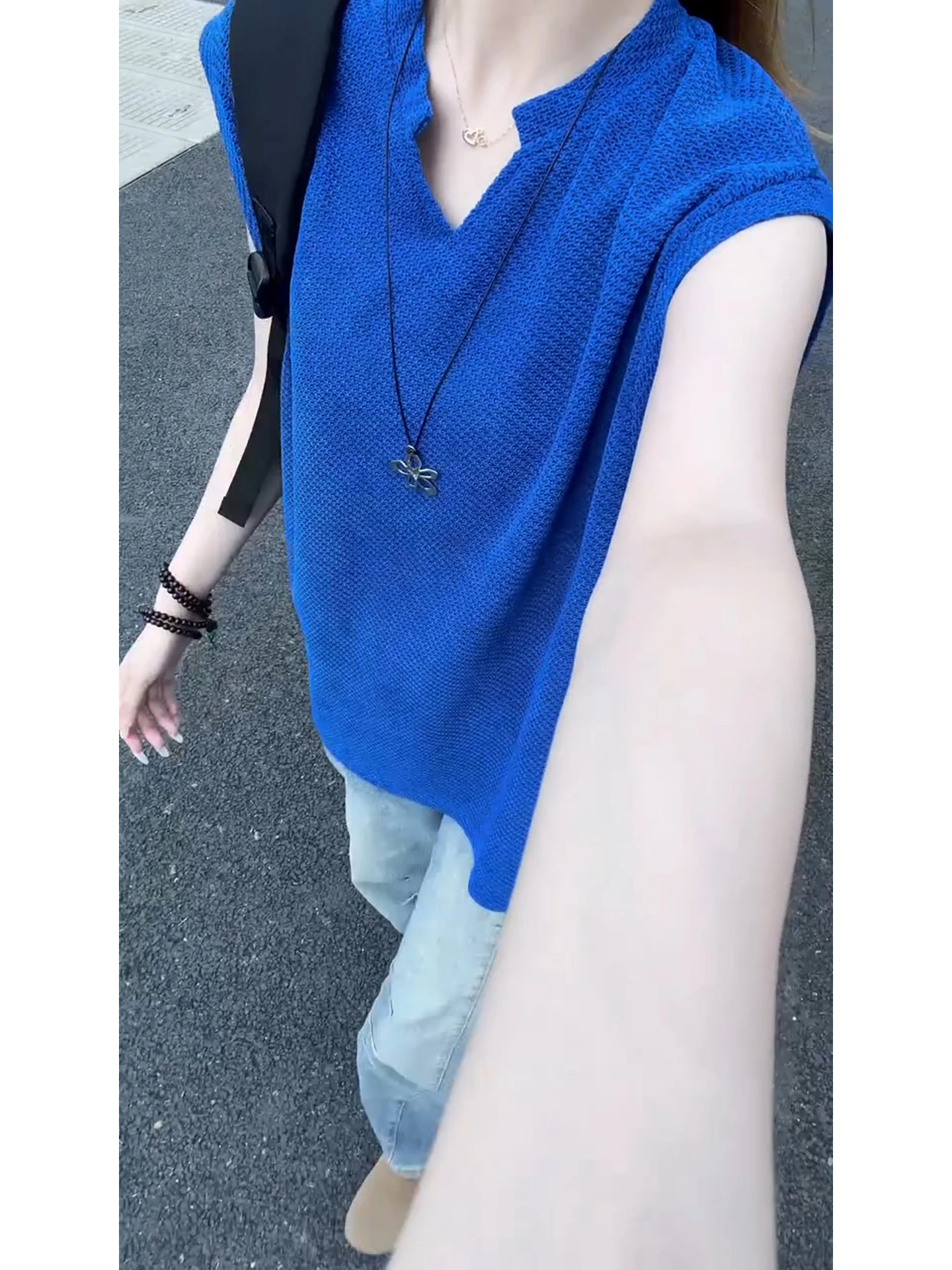 Klein Blue Dragon Scale Pattern V-neck Breathable Sleeveless Men's Vest Summer Texture Sensation Sweatshirt Cleanfit Style
