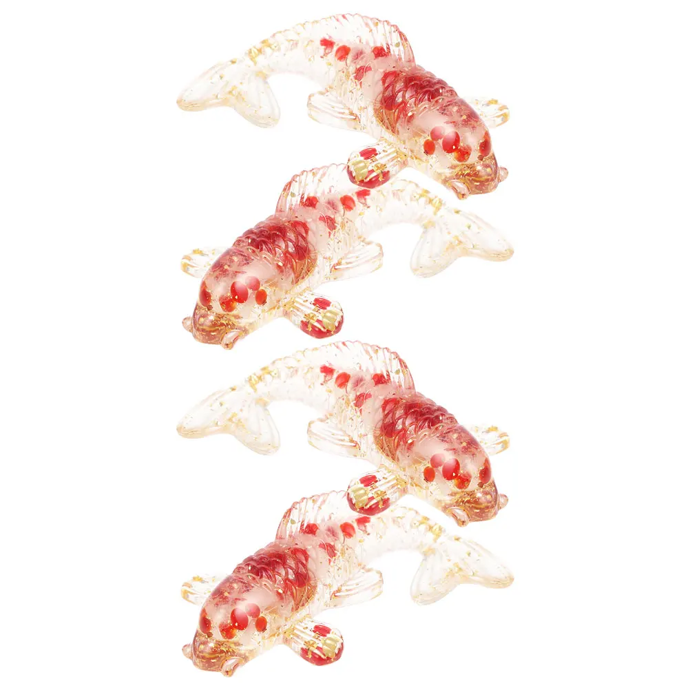 

4pcs Crystal Koi Ornaments Fish Decoration Aquarium Figurines Desktop Bedroom Office Study Resin Epoxy Realistic Small Figure