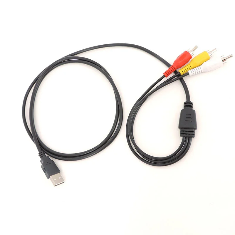USB A 2.0 ذكر إلى 3RCA كابل 3 RCA ذكر موصل محول الصوت والفيديو كابل رصاص التلفزيون سلك محول AV A/V TV DVD 1.5 متر #4