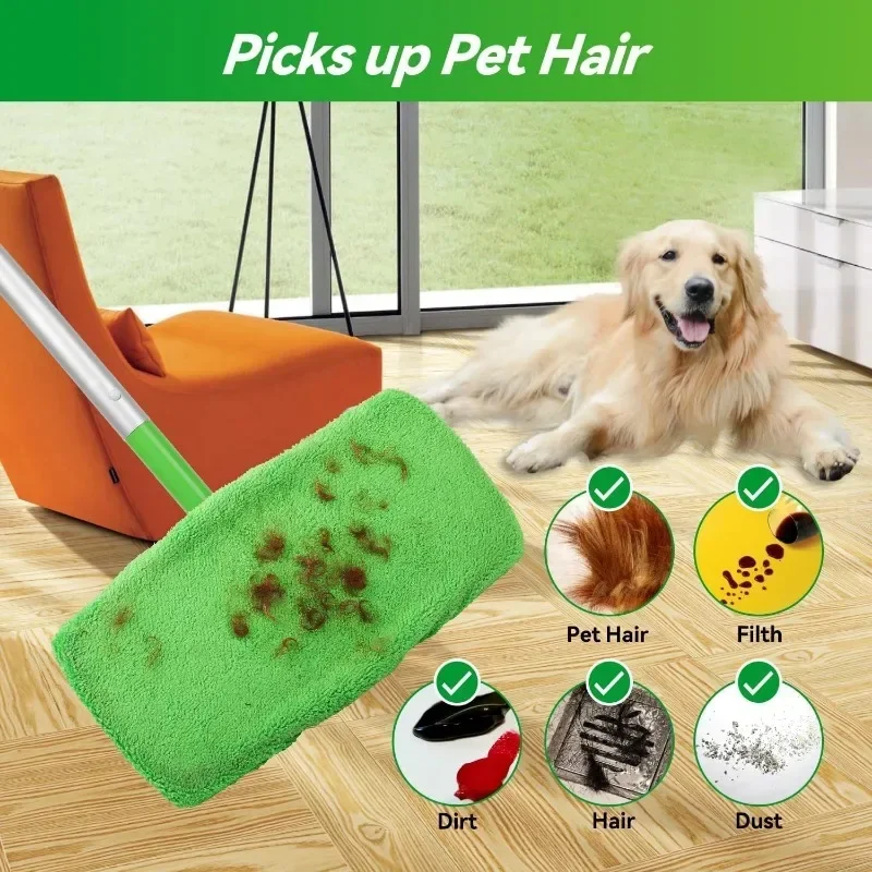 1/3/6pc Microfiber Mop Cloth Dry Cleaning Cloths Reusable Microfiber Mop Pads Green Furniture Flooring Mop Washable Rag Towel