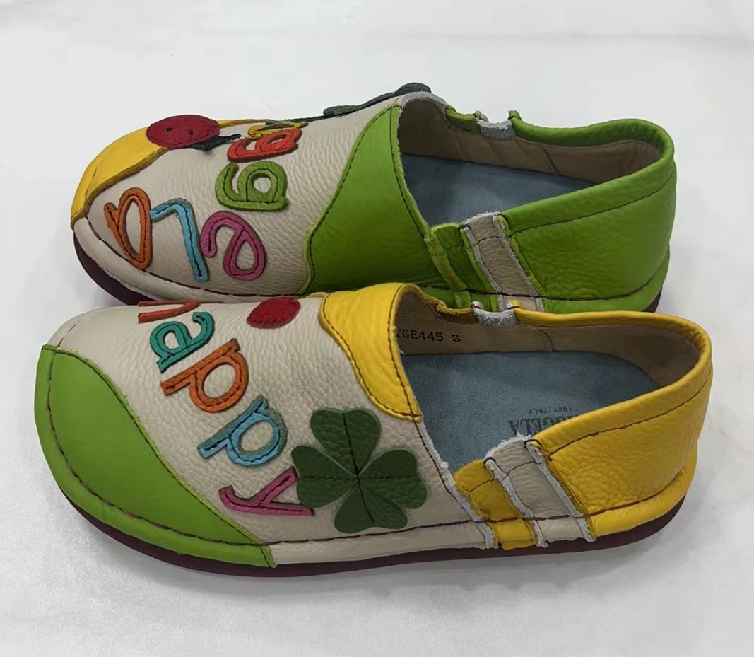 Careaymade-أحذية نسائية من الجلد الطبيعي، أحذية نسائية كاجوال مريحة مصنوعة يدويًا بخياطة سميكة من الأسفل