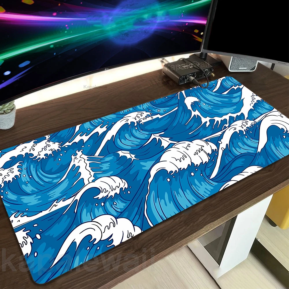 Estilo japonês Grande Onda Off Mousepad, Grande Mouse Pad, Almofadas de Teclado de Velocidade, Computador Gamer Desk Mat, Tapete De Mesa De Borracha Do Escritório