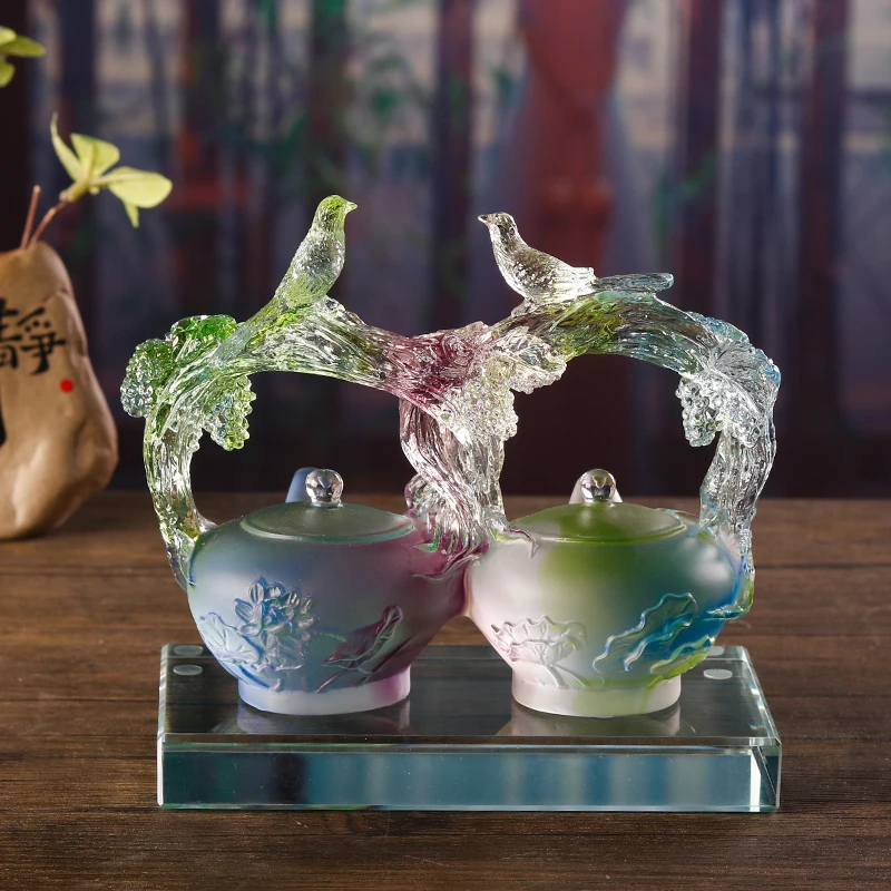 2024 New Craft Auspicious commemorative gifts Dragon and Phoenix Auspicious Glass Dragon Statue for Home Decoration