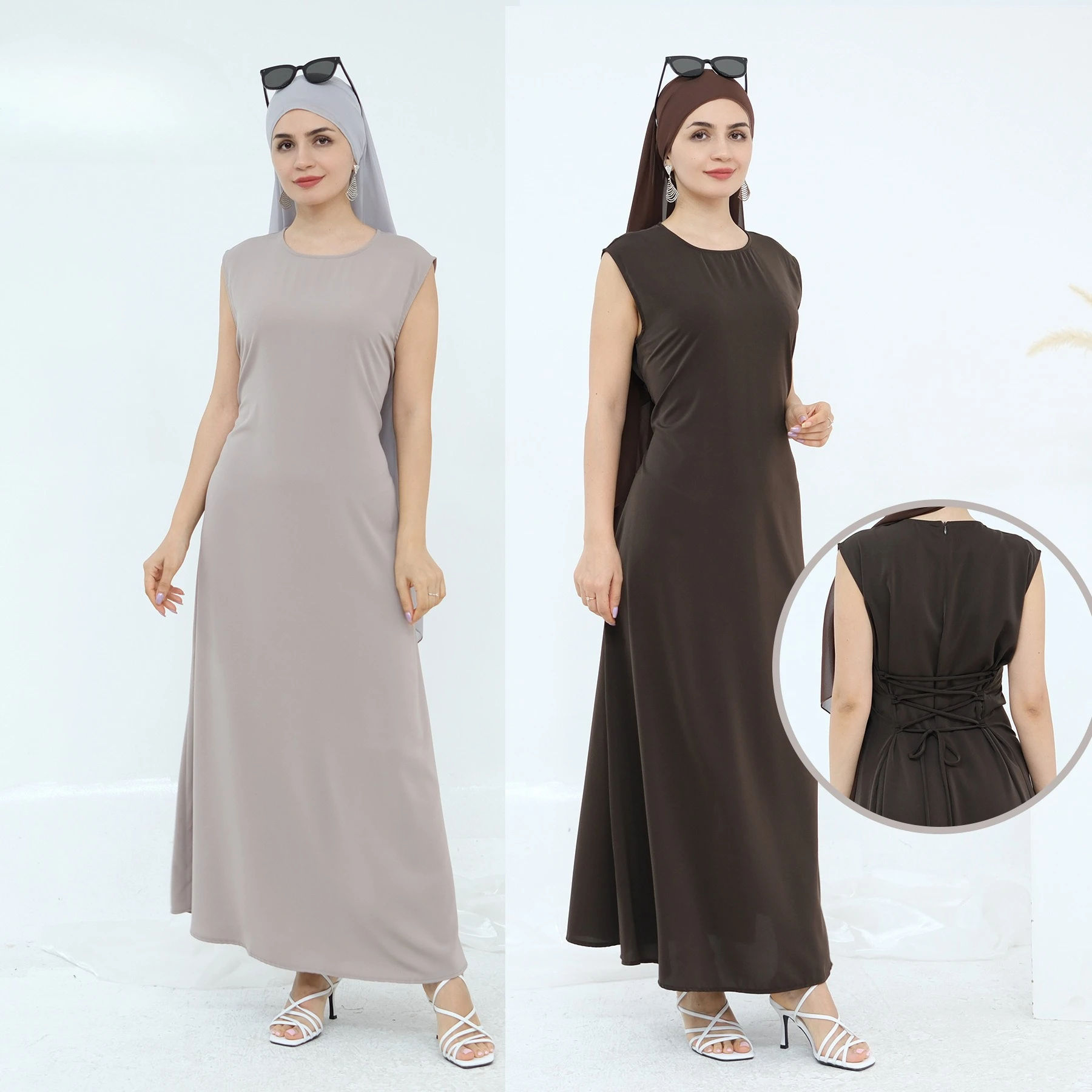 

Элегантное мусульманское женское Ближний Восток Türkiye Дубай Абая однотонное нижнее белье платье скромный халат Рамадана кафтан женские внутренние платья