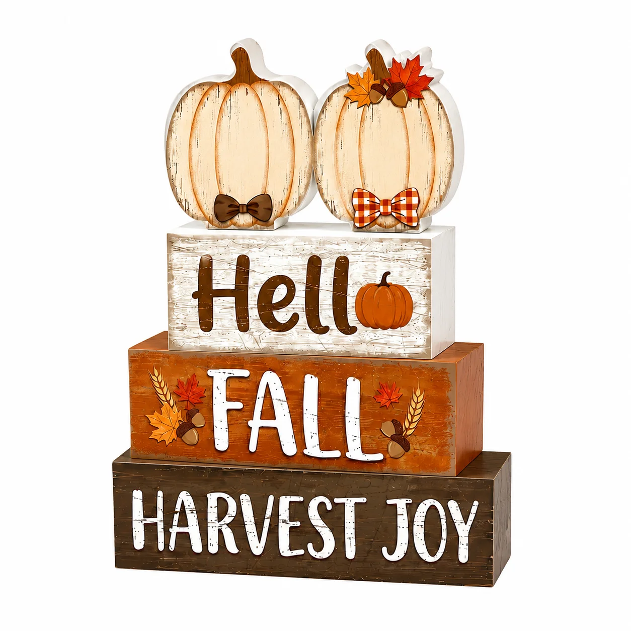 Autumn Layered Tray Decoration Set, Wooden Autumn Logo with Pumpkin Harvest as the Theme, Farmhouse Desktop Decoration for Thanksgiving Home Decoration, Rural Seasonal Shelf Decoration for Kitchen, Dining Table, Coffee Bar, Entrance and Living Room