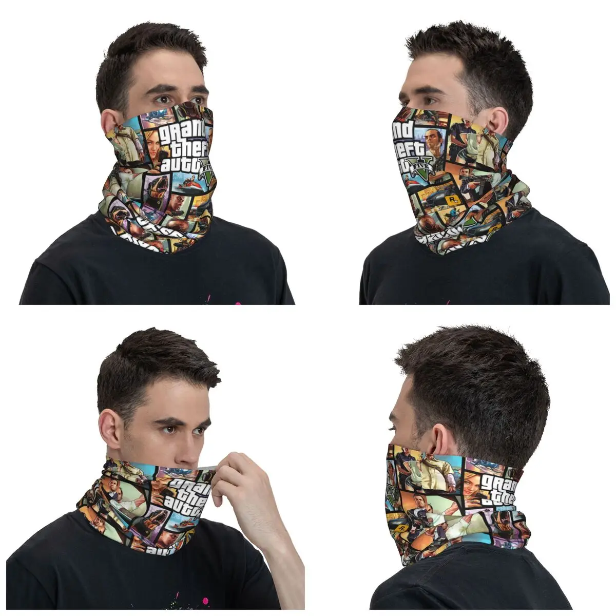 Grand Theft Auto Bandana Neck Gaiter Windproof Face Scarf Cover Women Men Electronic Games Headband Tube Balaclava