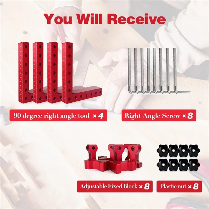 

A23I-90 Degree Clamp Corner Clamp - Right Angle For Woodworking 4Pack 5.5Inch Aluminum Alloy Corner Clamp Wood Working Tools Dur