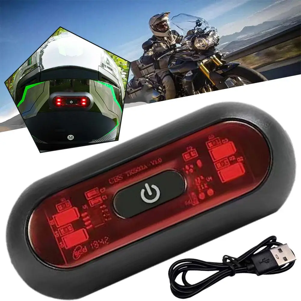 Casque de moto étanche avec lumière LED iodée, conduite nocturne, chargement USB, documents sûrs, lumière clignotante, S6K0