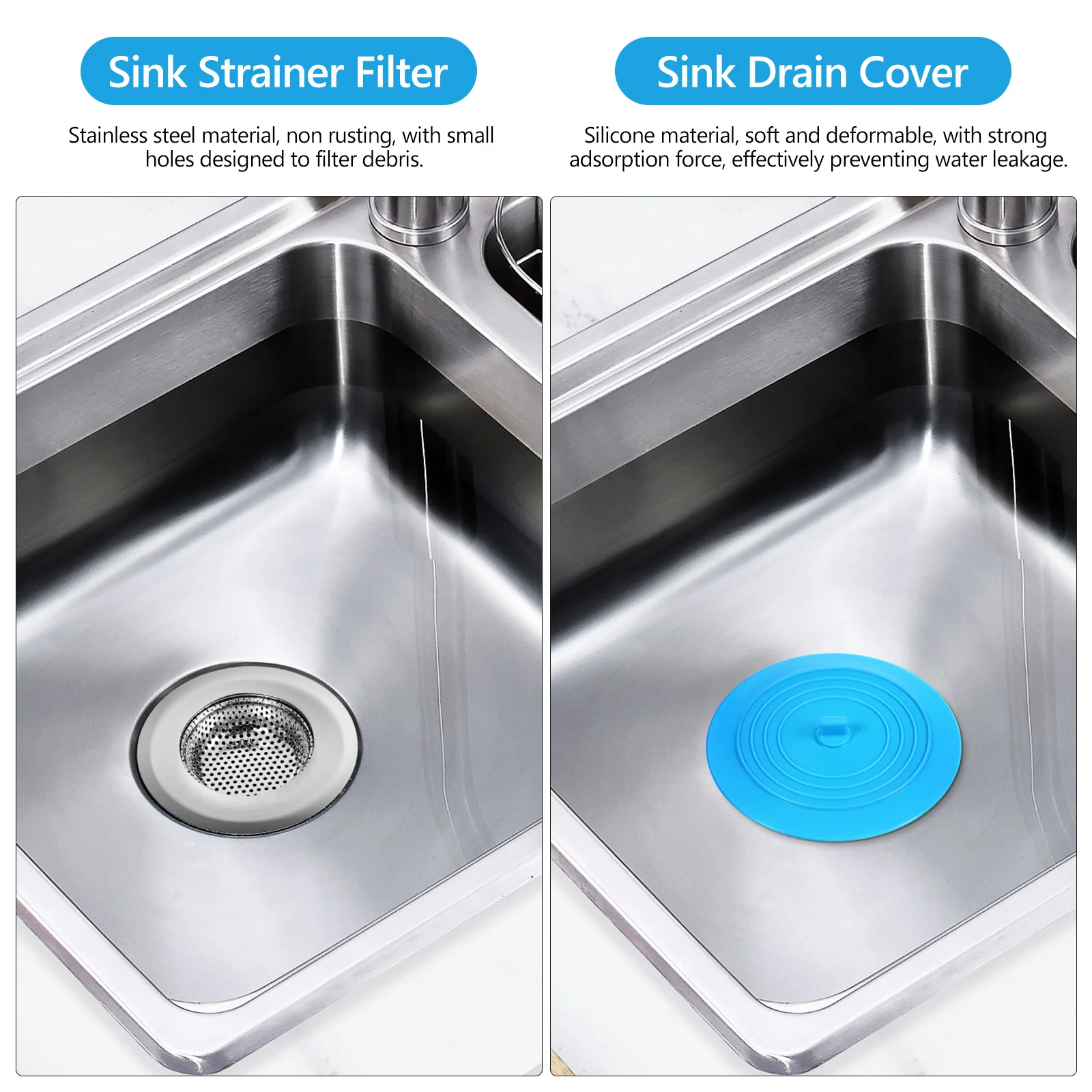 

4 шт., сливная крышка для ванны, пробки для душа, ловушка для волос, корзина из нержавеющей стали, фильтр для раковины, ванная комната, кухня, ловушка для волос для слива