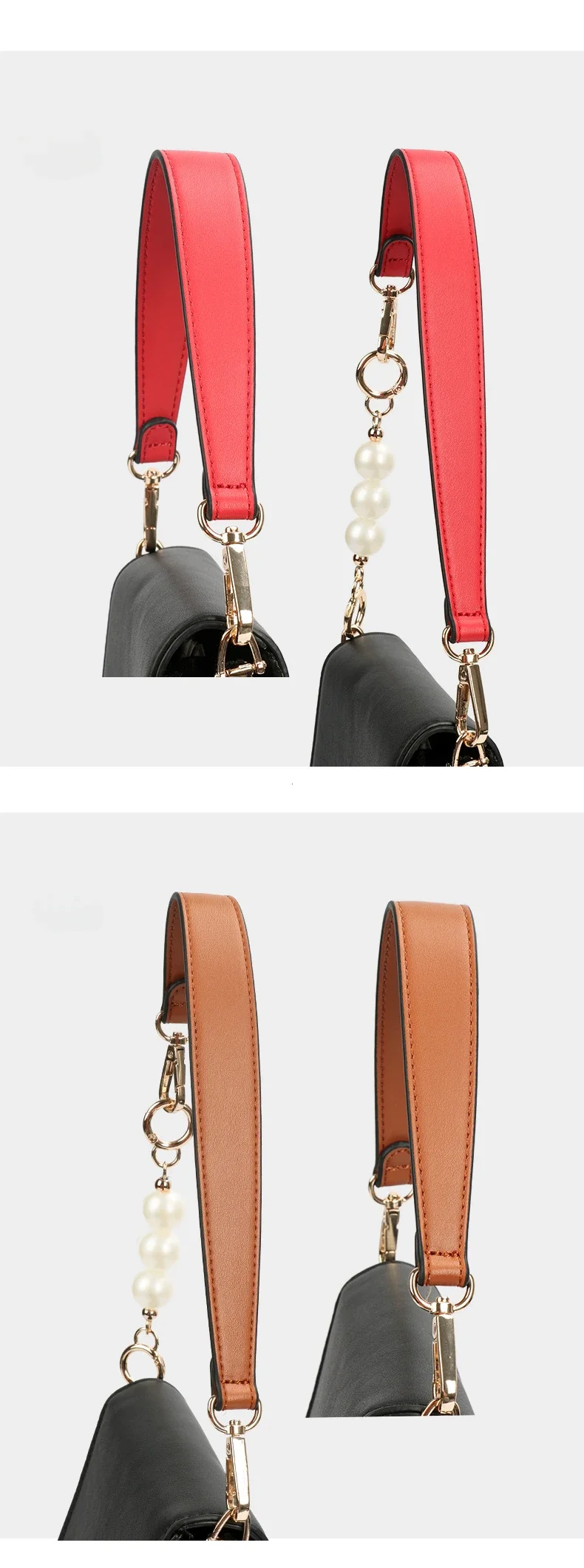 100% Genuine Leather Bag Strap Handbags Handles For Handbag Short Bag Strap Purse Strap Golden Buckle Replacement Bag Belt Band