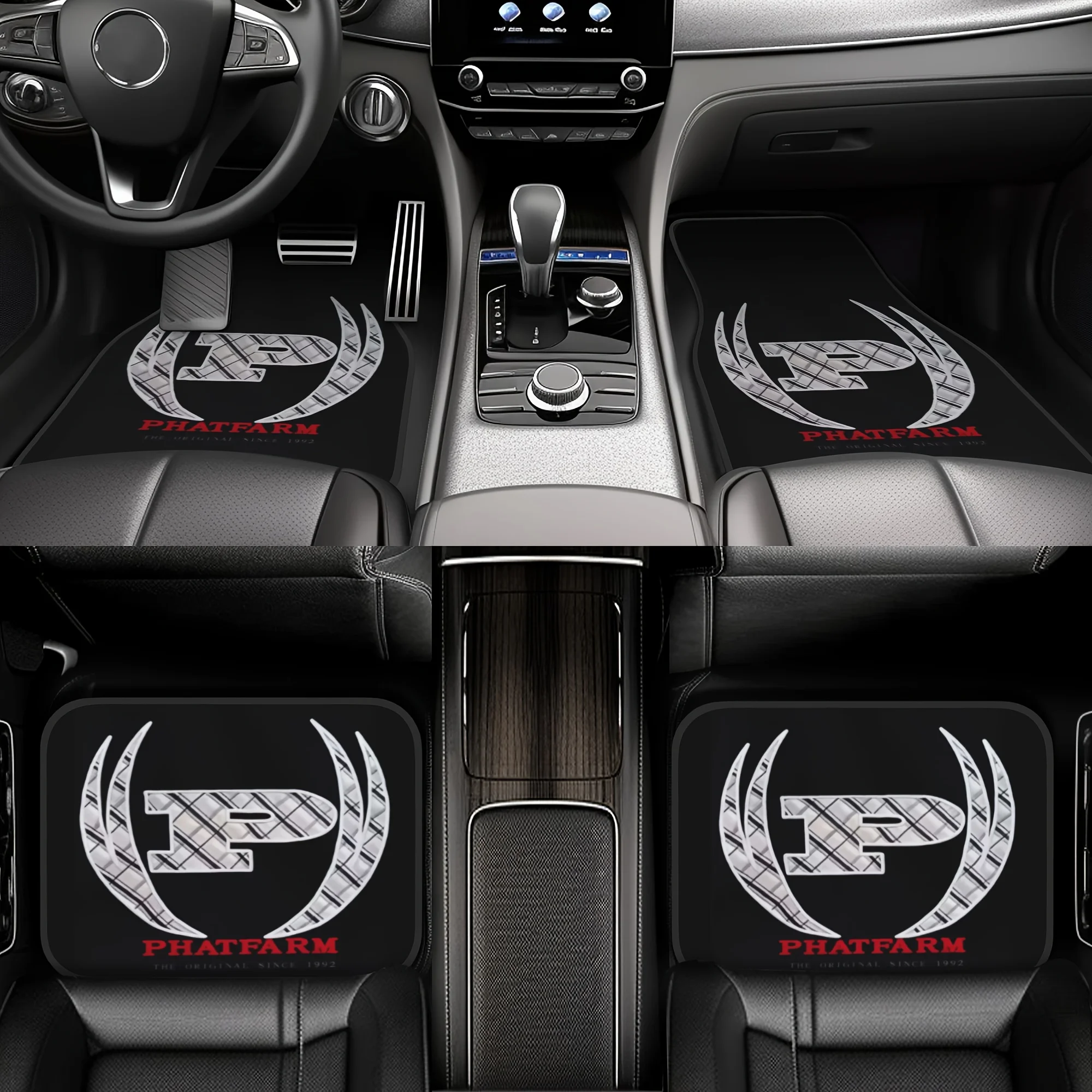 4pcs Vintage P-Letter Pattern Car Floor Mats Set | Universal Fit, Suitable For Sedans And SUVs, Perfect Gift For Men And Women,