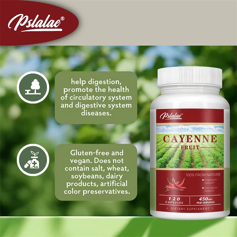 Cayenne Capsules - Supports Digestion, Cardiovascular Health, Promote Blood Circulation and Metabolism