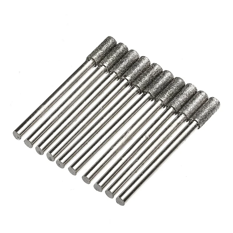 Diamante revestido cilíndrico Burr Chainsaw Sharpener, arquivo de pedra, Chain Saw Sharpening, esculpindo ferramentas de moagem, 4mm, 30pcs