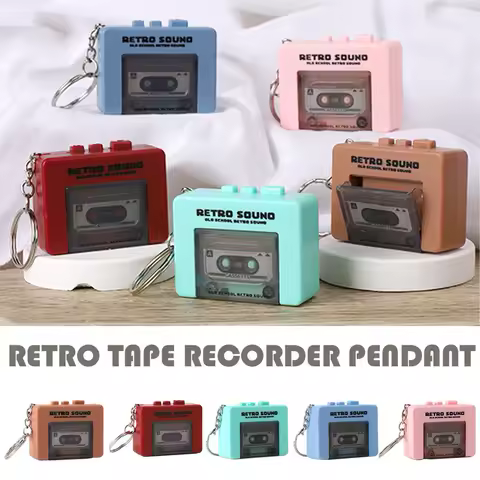 Retro Sound Mini Tape Recorder Keychain &ndash; Vintage Cassette Player Pendant, Creative Funny Gift, Multiple Colors, Car Keyring