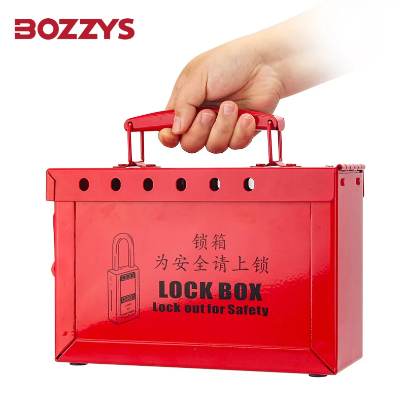 BOZZYS Protable Steel Safety Group Lockout Box with Handle for Overhaul of Industrial Equipment and Visual Management BD-X02