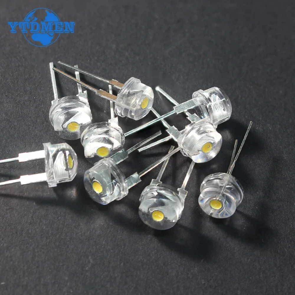 10-50 SZTUK Słomkowy kapelusz Led 8mm Niebieski Zielony Czerwony Żółty Biały Ciepły Biały LED Super Jasna Dioda elektroluminescencyjna F8 0.3W 0.5W 0.75W