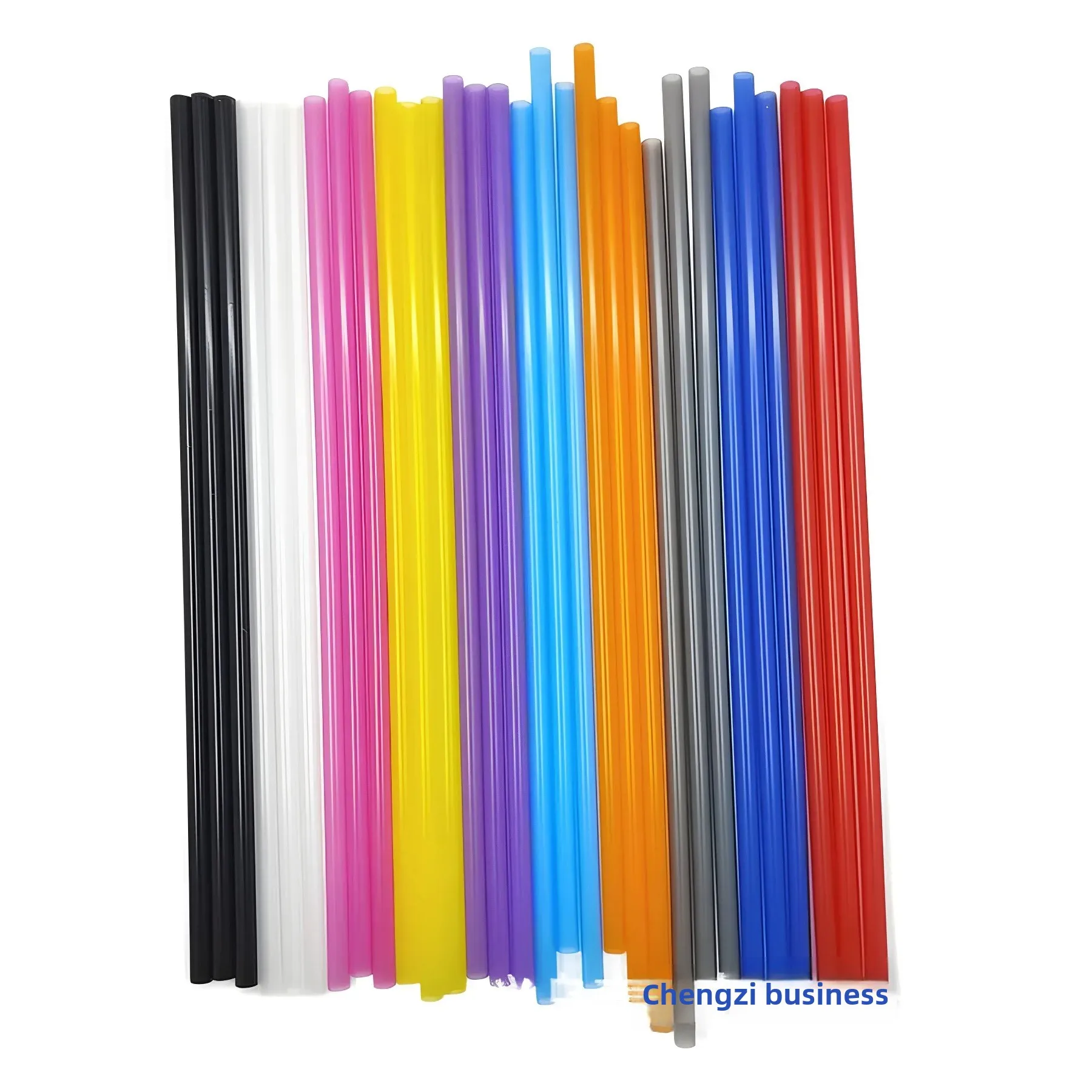 Stock Available Colorful Plastic Straws Flat Mouth Straight Pipe Single Color PP Hard Pipe No Button With Cup Extended 30cm