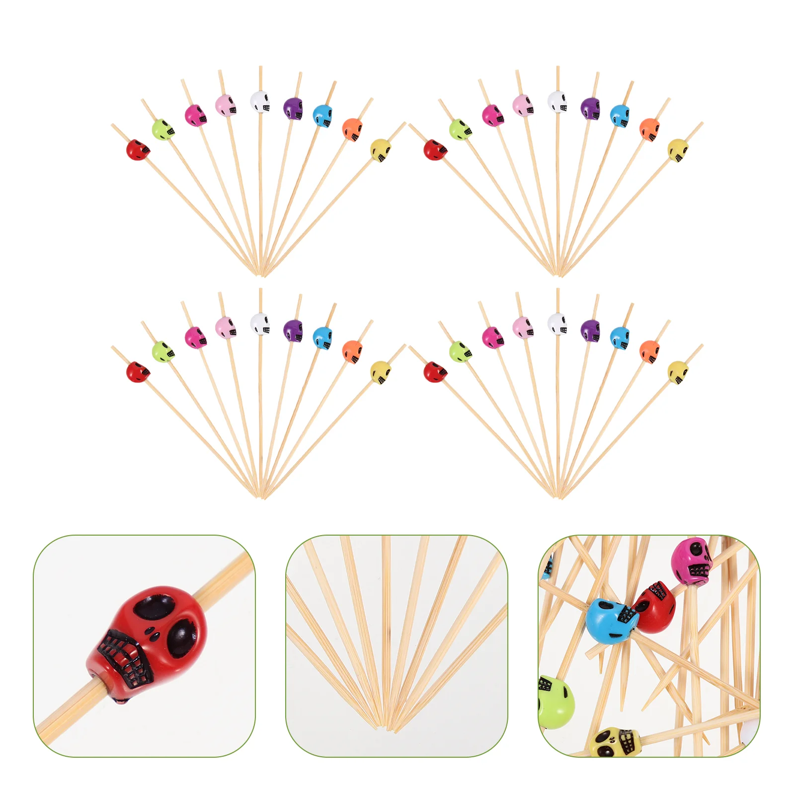 

50 Pcs Fruit Stick Cocktail Party Forks Skull Appetizer Picks Acrylic Martini Skewers
