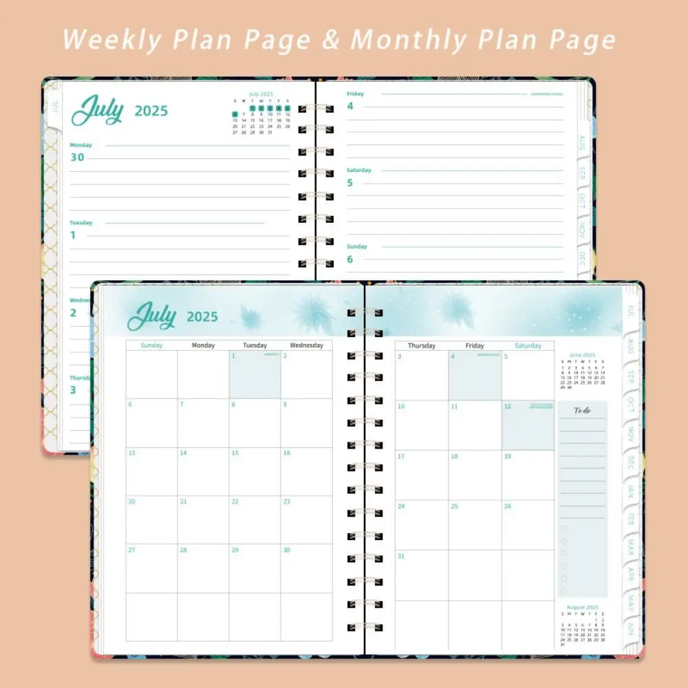 مخطط A5 2025-2026 أسبوعيًا وشهريًا من جلد البولي يوريثان دفتر التقويم جداول يومية مخطط أكاديمي للجيب الداخلي