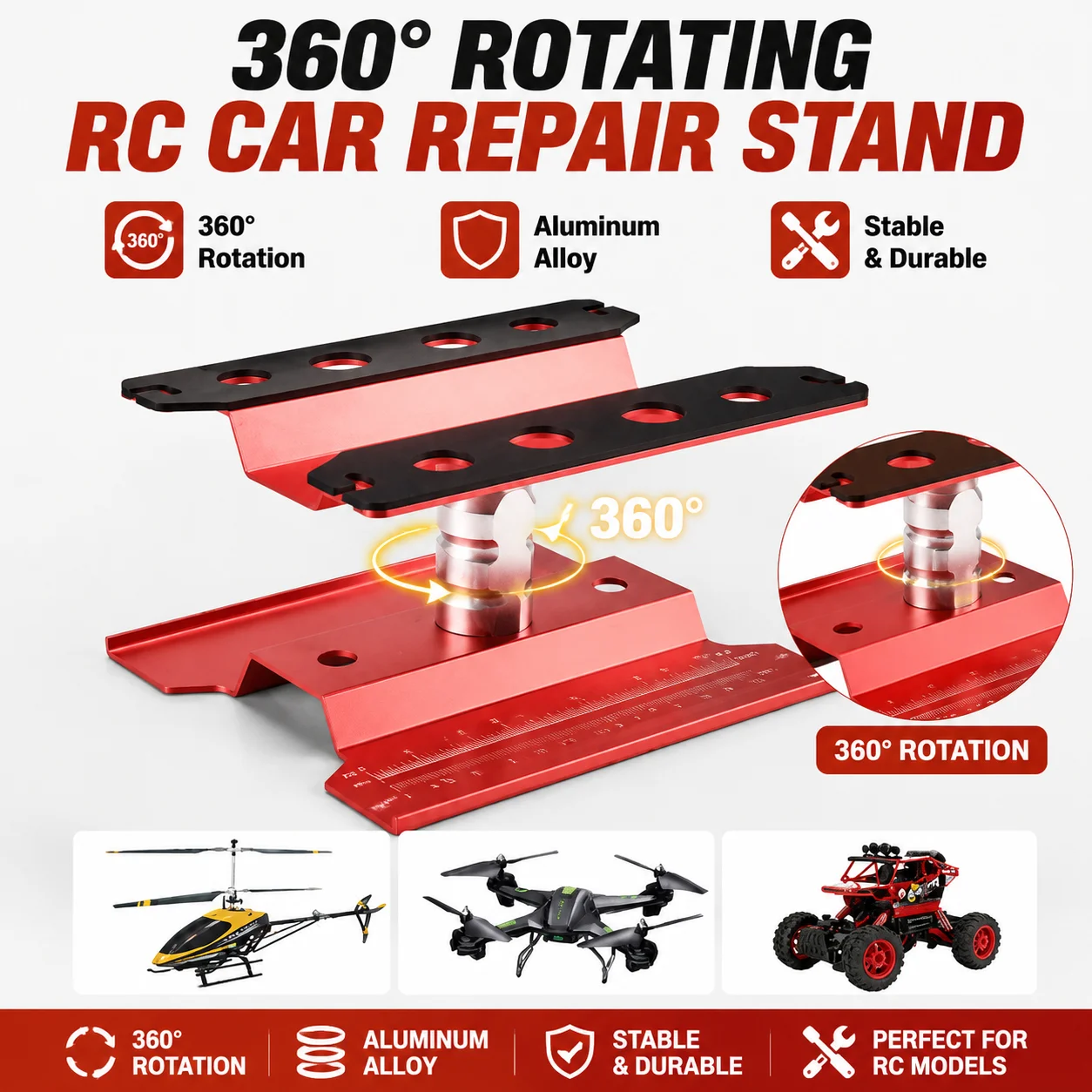 RC Car Metal Parts Maintenance Workstation Assembly Platform 360° Rotating Lift Height Adjustable Suitable For 1/8 1/10 RC Car