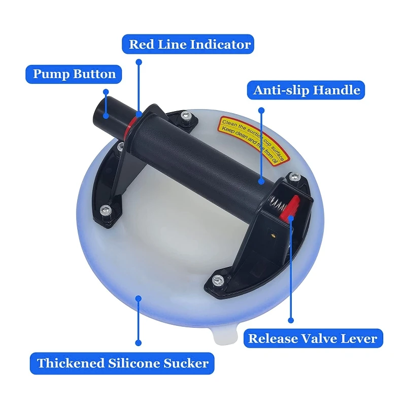 Imagem -03 - Polegadas Silicone Ventosa Bomba de ar Ventosa a Vácuo Forte Sucção Hand Lifter Ferramenta de Elevação de Vidro para Piso Cerâmico 8