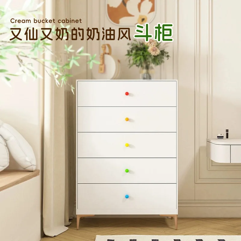 Steel chest creamy wrought iron children's room storage cabinet locker tin cabinet drawer Amazon cross-border