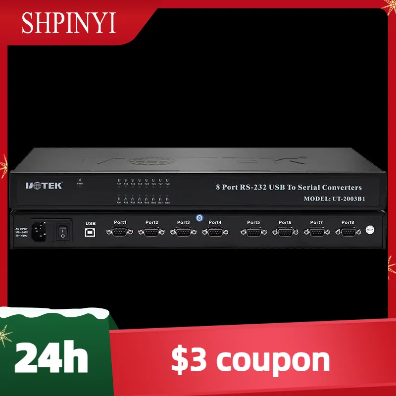 Discount USB to RS-232 Converter USB2.0 8 Ports RS232 Conversion Adapter 1U ESD UT-2003B1