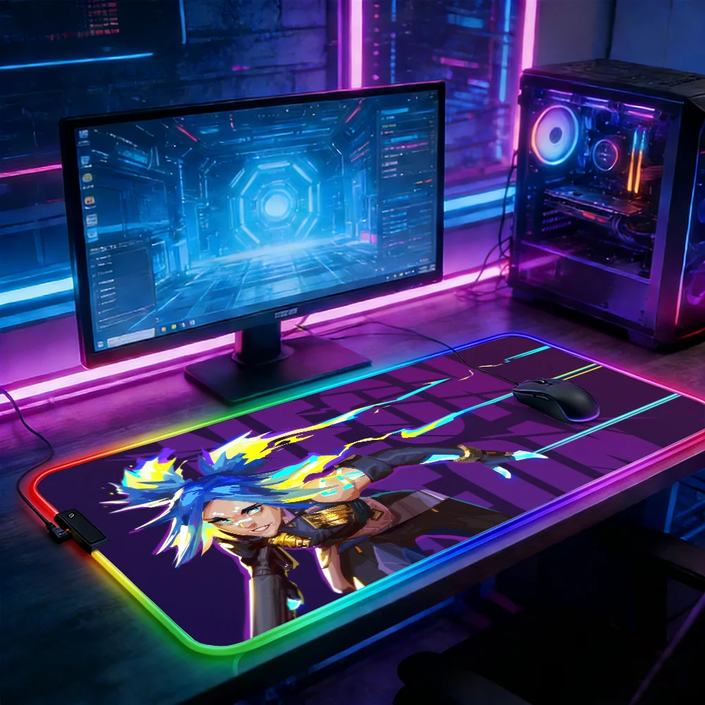 LED Lighting RGB Mouse Pad E-sports Game Keyboard Pad V-valorants-P Anime Mousepad Gamer Pc Accessories Deskmat Mats Mause Pads