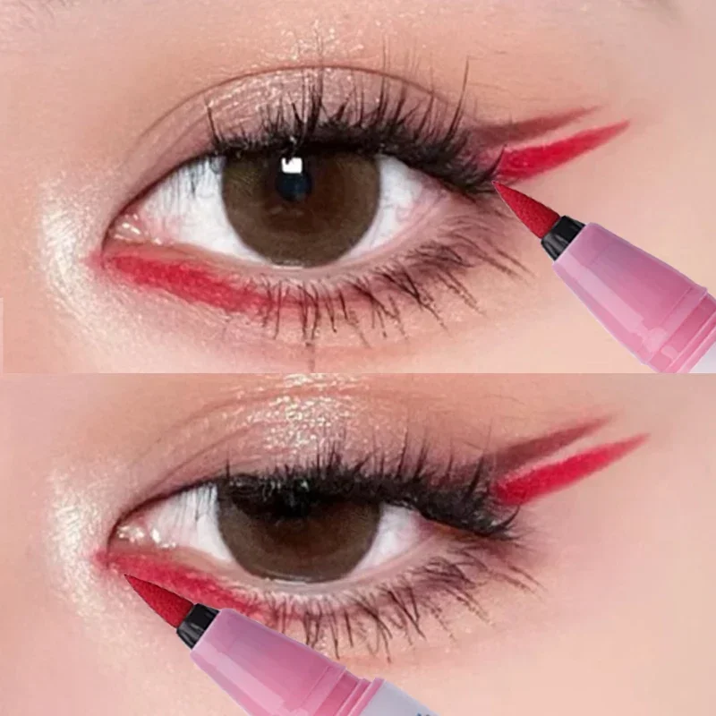 Lápiz Delineador de ojos líquido mate ultrafino, resistente al agua, duradero, azul, rojo, a prueba de sudor, secado rápido, maquillaje de ojos,