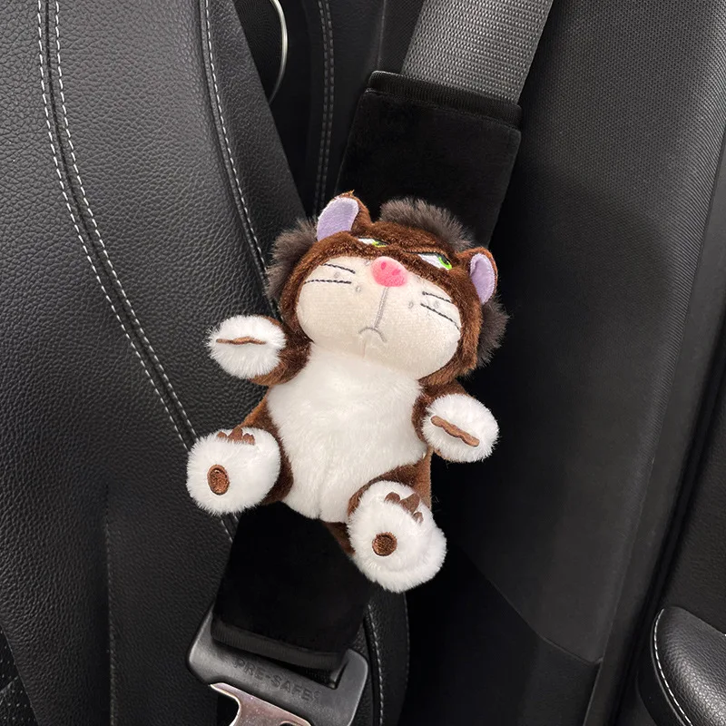 Nieuwe driekleurige autogordel schouderstuk schattige kat pop op een voertuig gemonteerde cartoon veiligheidsgordel decoratie universele auto-accessoires