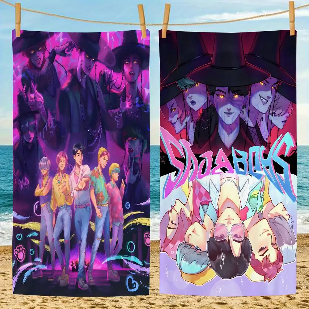 Kpop S-Saja B-Boys Microfiber Blanket Quick Drying Beach Towels Oversized Printing Super Absorbent Pool Towel Blanket