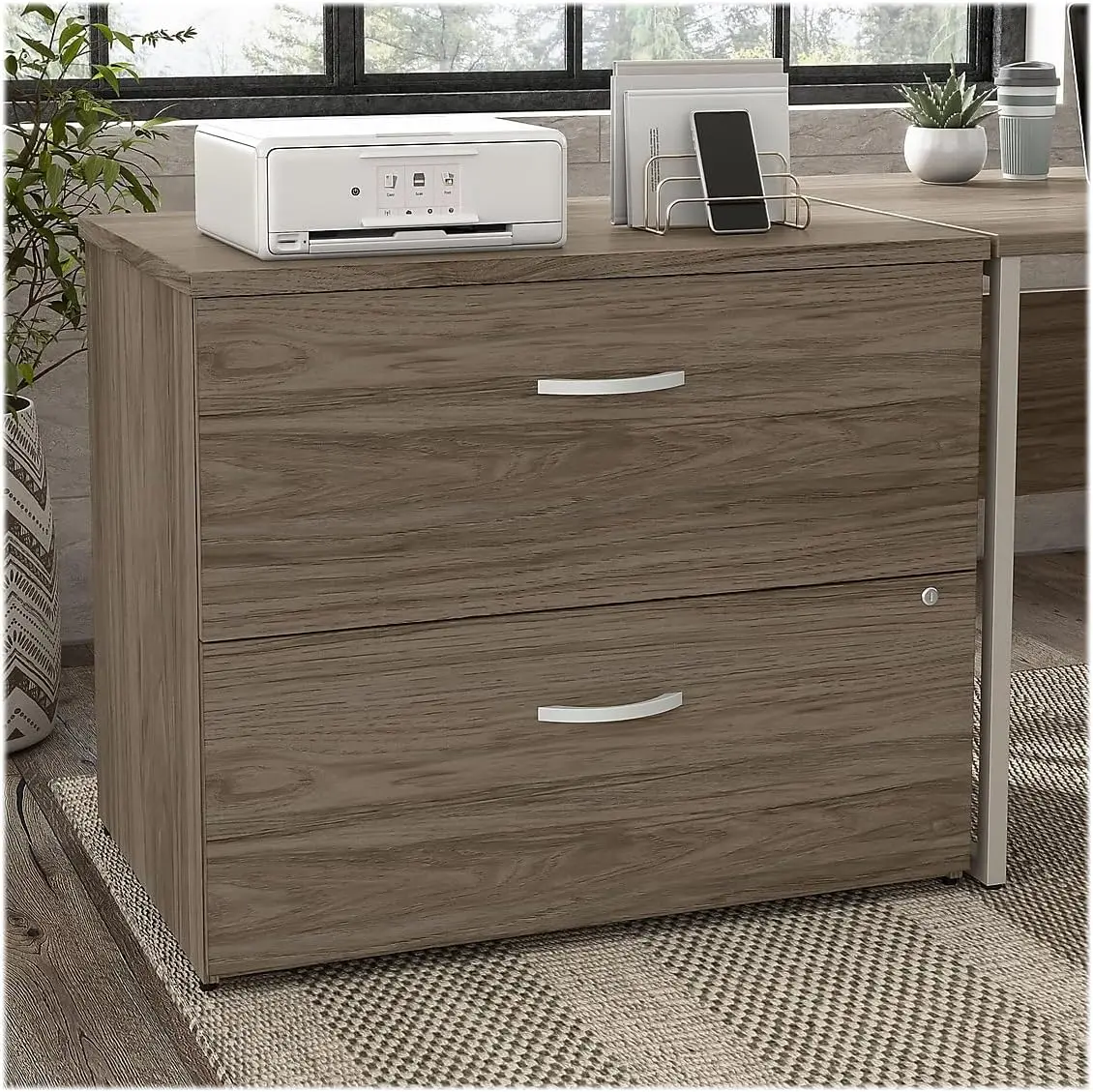 Hybrid 2-Drawer Lateral File Cabinet, Letter/Legal, Modern Hickory