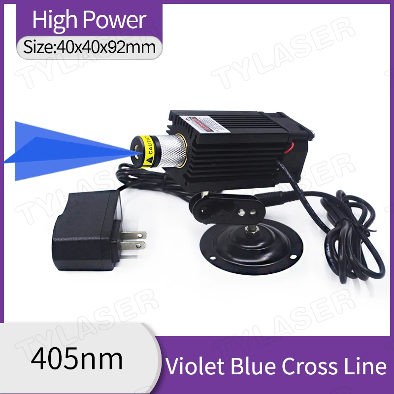 

405nm Violet Blue Cross Line Focusable Glass Lens Laser Module 100mW 300mW with Cooling Fan (Free with Bracket and Adapter)