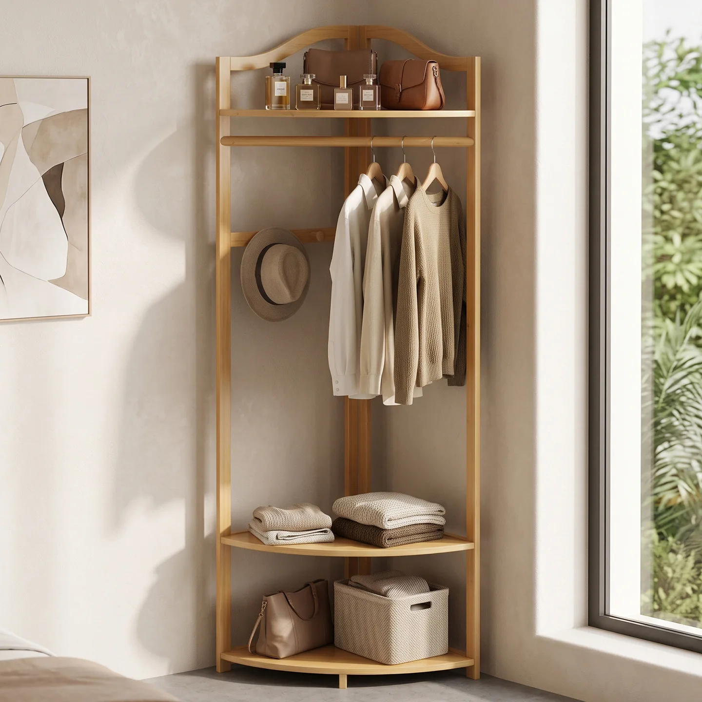 Hanger floor to ceiling bedroom corner coat rack drying rack household clothes rack hanging hanger simple wardrobe