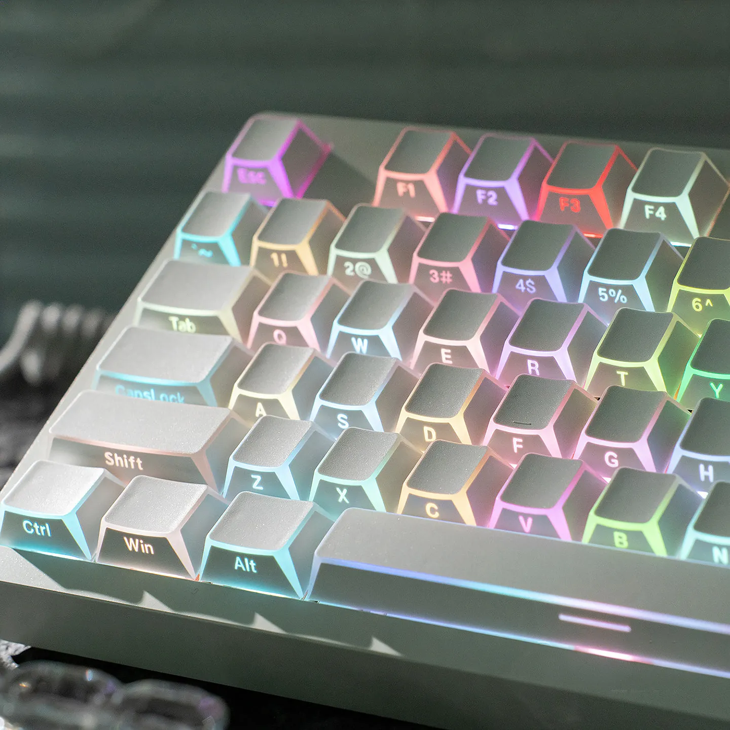 137 Keys Shadow Edge Glow Keycaps Side Print Shine Through Keycaps Cherry Profile Translucent Around the Edges PBT Keycaps