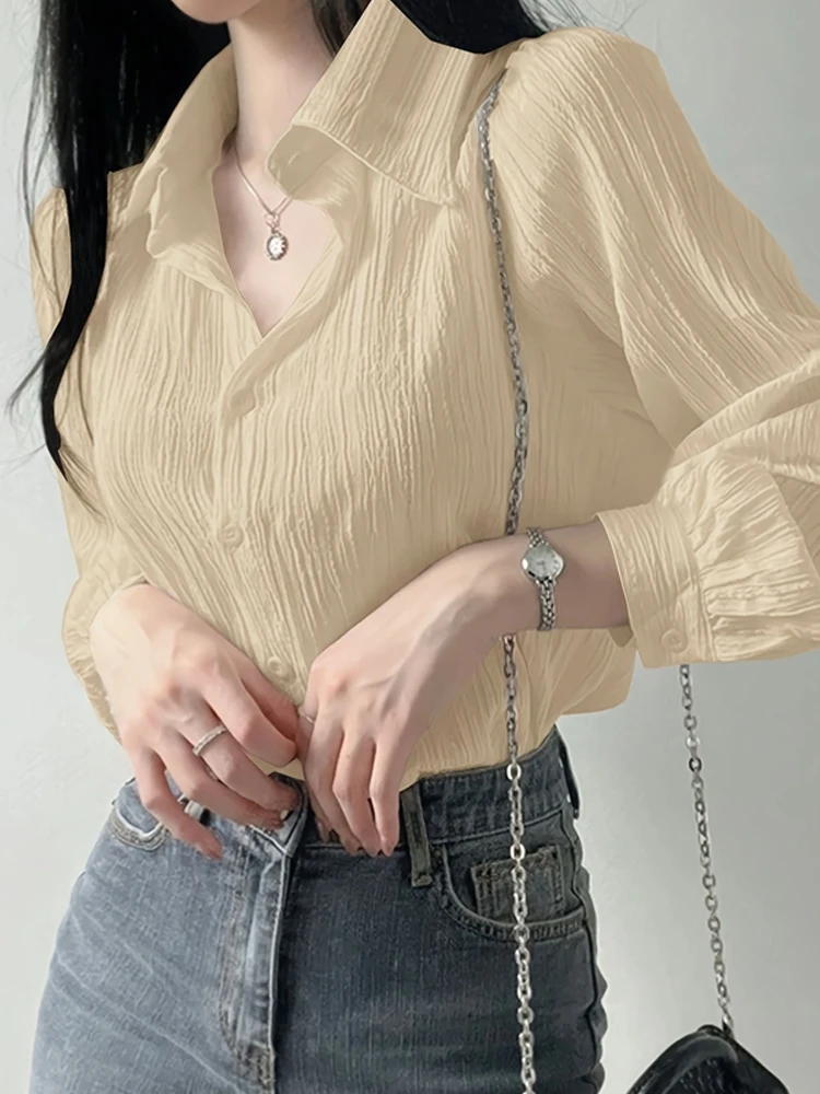 

Long Sve Sun Protection irt Женская весенняя тонкая дизайнерская блузка с чувством, универсальный топ с высокой талией, корейский свободный крой